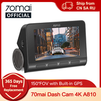 70mai Dash Cam A810 UHD 4K 150FOV GPS ADAS 24H Parking 4G Connectivity Car DVR 70mai 4G A810 HDR Dual-Channel Route Tracking