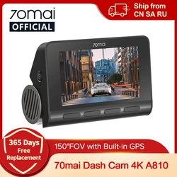 70mai Dash Cam A810 UHD 4K 150FOV GPS ADAS 24H estacionamiento 4G conectividad coche DVR 70mai 4G A810 HDR seguimiento de ruta de doble canal