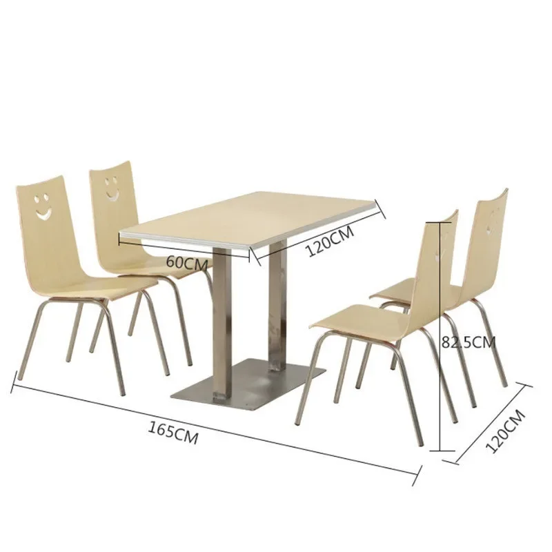 Stainless steel fast food table and chairs, student cafeteria split four person table, KFC snack restaurant cafeteria dining tab