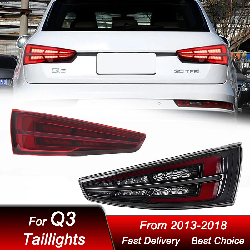 

Горячие автомобильные задние фонари для Audi Q3 2013-2018 в новом стиле, полностью светодиодные задние фонари, динамический указатель поворота, задний фонарь в сборе