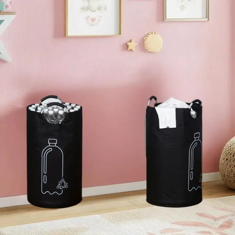 82L Wastewater Bottle Collector Bag Large Capacity Empty Bottle Storage Basket With Aluminum Handle Folding Recycling Bin