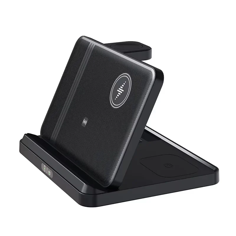 Foldable 3 In 1 Wireless Charger Stand Pad Desktop Fast Char
