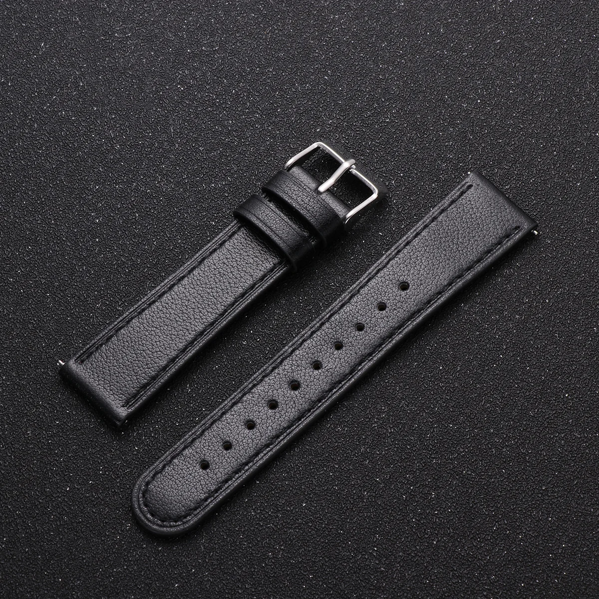 

1pc Watch Band For Watch Active 20Mm Black Cowhide Strap Comfortable Unisex Replacement Bracelet Band Phone