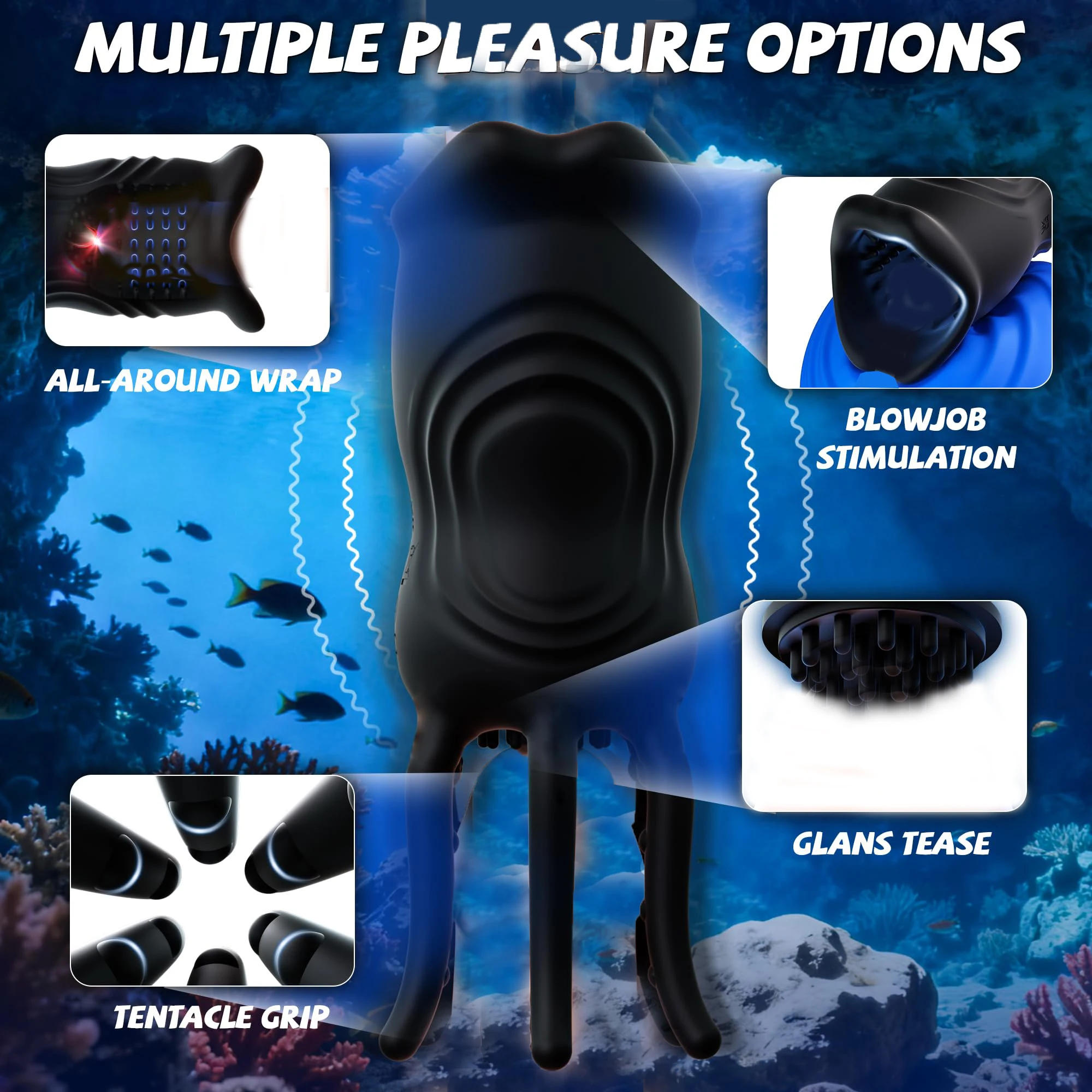 KUSHOR Penis Vibrator Male Masturbator Realistic Lips & Tentacle Stimulation Stroker 360° Blowjob Penis Trainer Sex Toy for Men 3