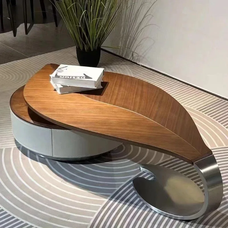 

Light luxury leaf coffee table, new living room household small apartment