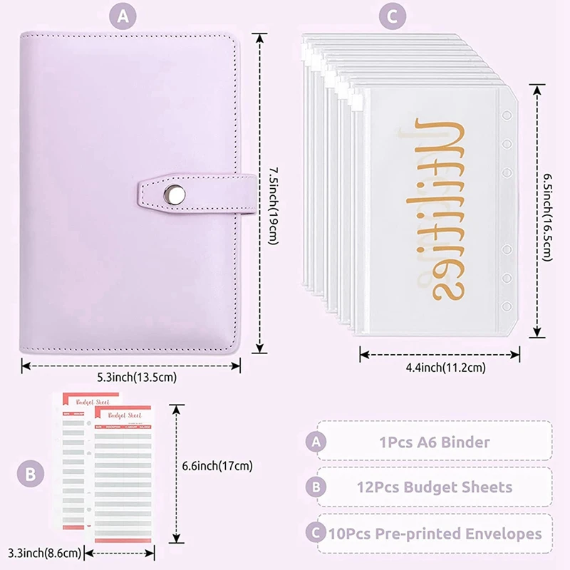 2X Budget Binder With Zipper Envelopes, For Budgeting,Money Organizer For Cash,Money Envelopes Budget Sheet B