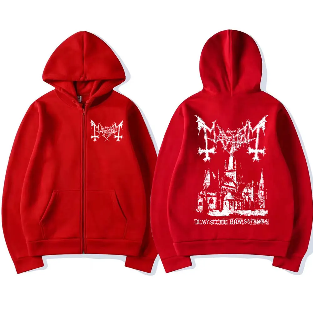 Mayhem De Mysteriis Dom Sathanas Album Zipper Hoodies Death Metal Gothic Zip Up Hoodie Men Women Oversized Fleece Hoody Jacket