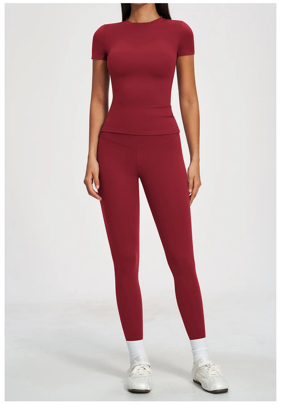 Yoga-Set 2-teilig Sportbekleidung Fitnesskleidung Yoga-Anzüge Damen Fitness-Set Trainingsanzüge Sport Langarm Crop Top Gym High Waist Leggings – Detail 23