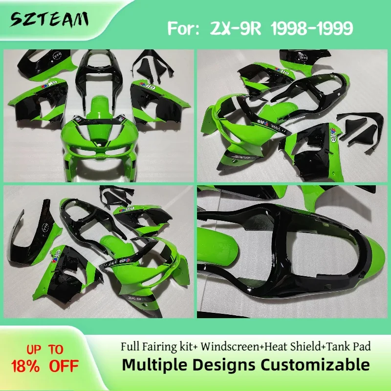 

For Kawasaki 1998 1999 ZX-9R Full Fairing Kit 98 99 zx9r New ABS Plastic Motorcycle Body Cover Fairings Set