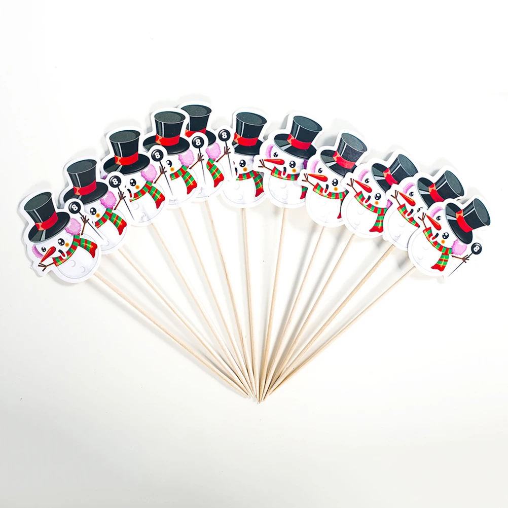 

40 Pcs Wooden Christmas Toothpick Dining Table Decor Cake Decorations for Topper