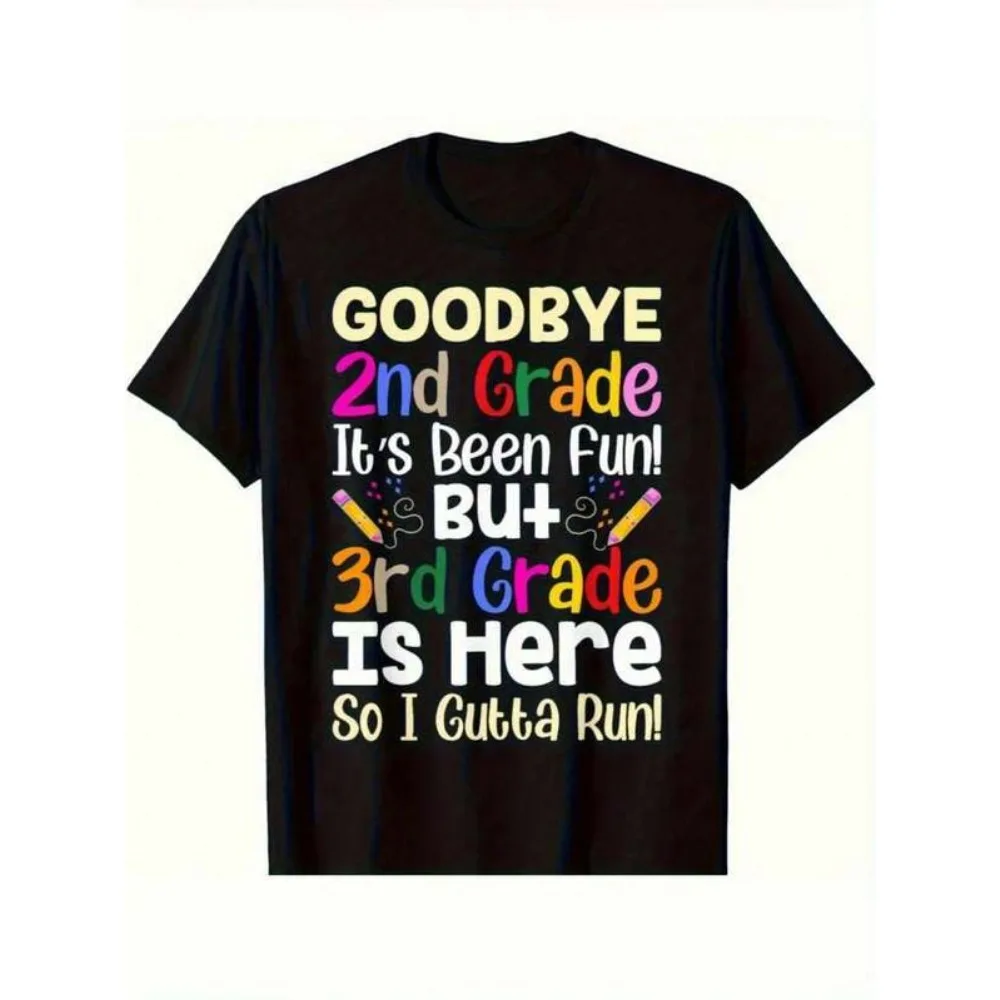 

Футболка Goodbye 2-го класса Hello 3-го класса «Назад в школу» для мальчиков и девочек — забавная и красочная хлопковая футболка для молодежи