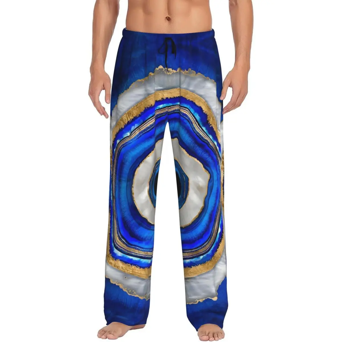 Custom Nazar Evil Eye Pajama Pants Sleepwear Men's Elastic Waistband Symbol Amulet Sleep Lounge Bottoms with Pockets