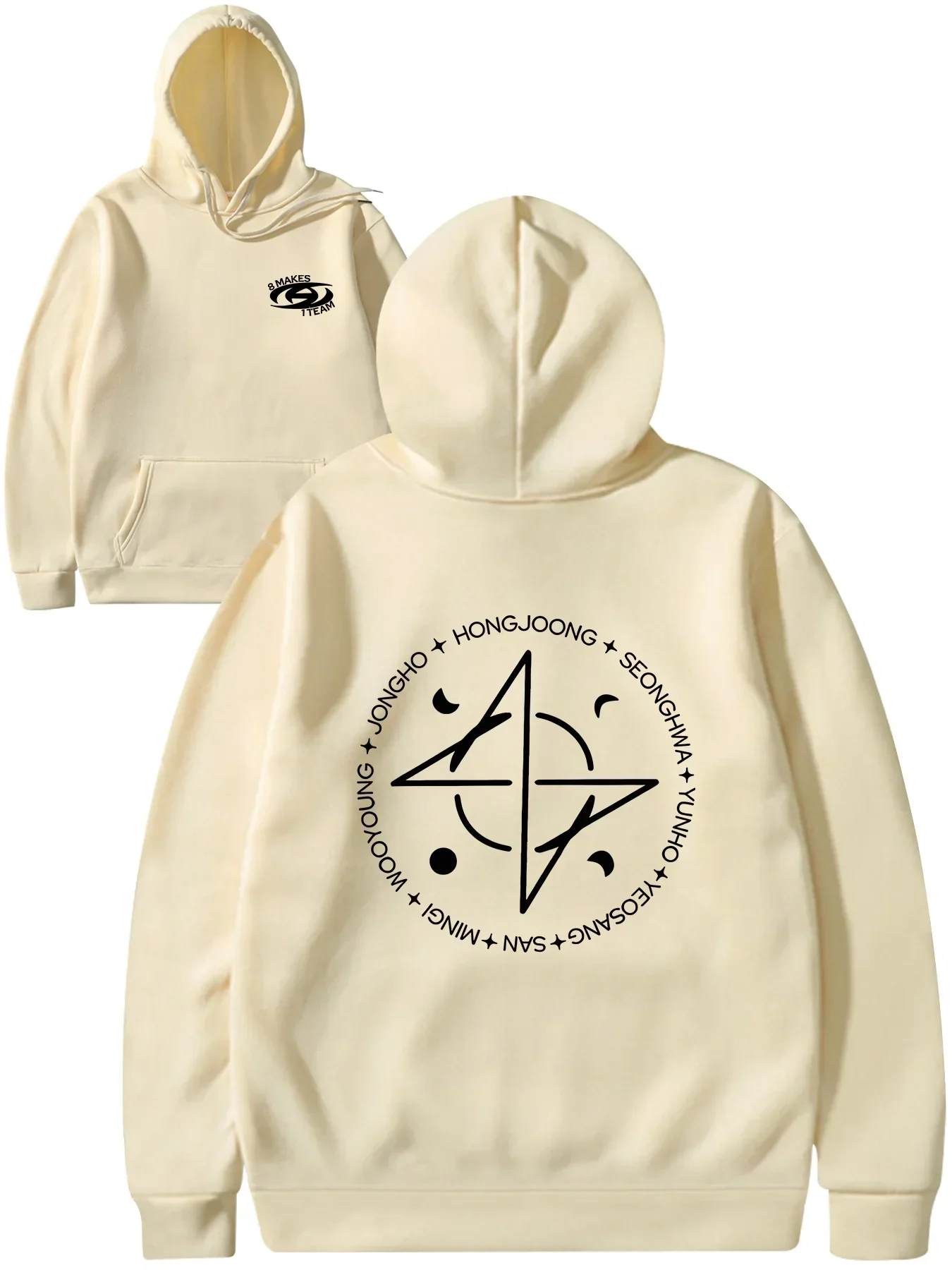 ATEEZ Kpop Member Name Hoodie Men Women Circle Symbol Graphic Sweatshirt Casual K‑pop Fan Streetwear Long Sleeve Hooded Pullover