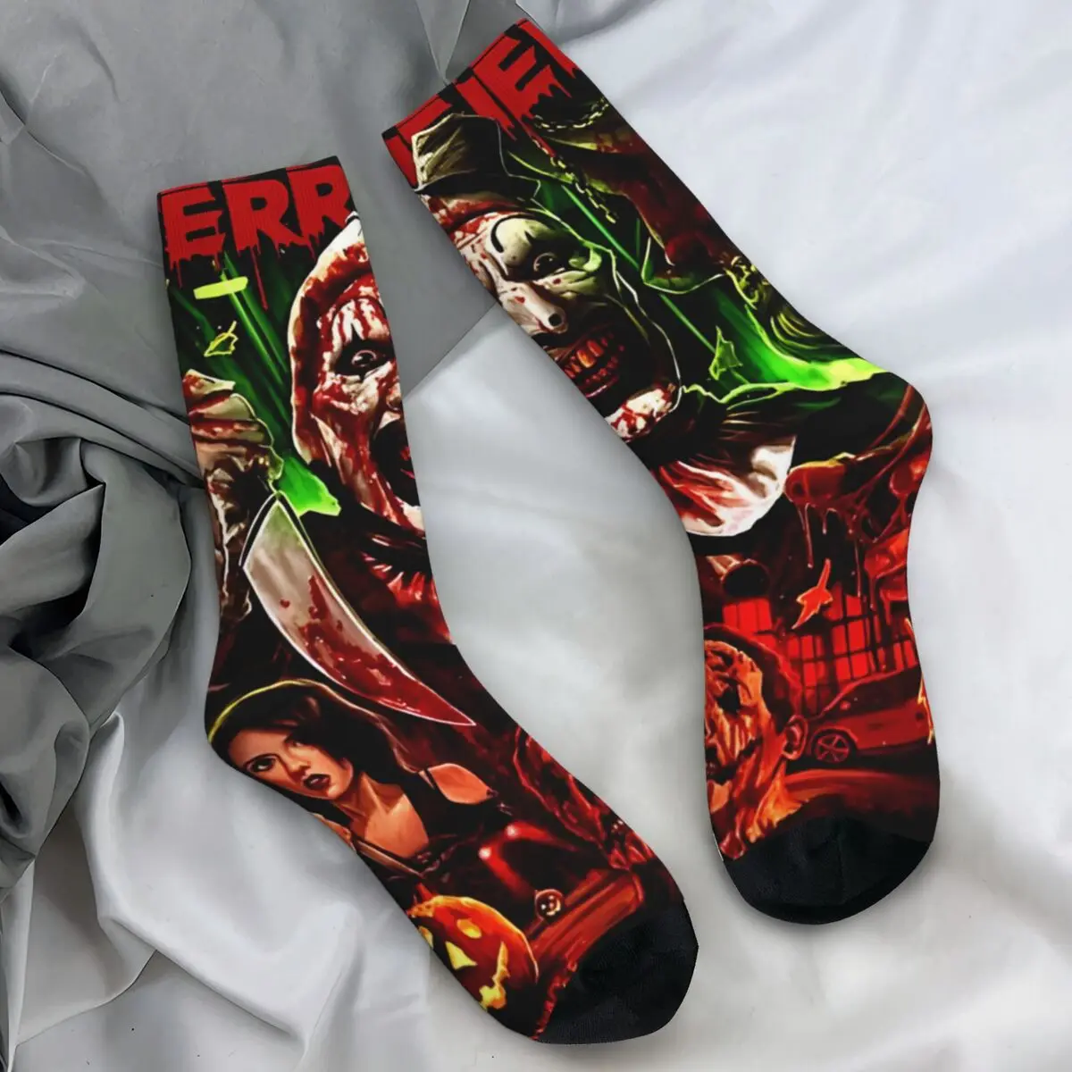 Art The Clown Terrifier Horror Film Socks Autumn Stockings Casual Women Men Comfortable Socks Design Cycling Anti Skid Socks