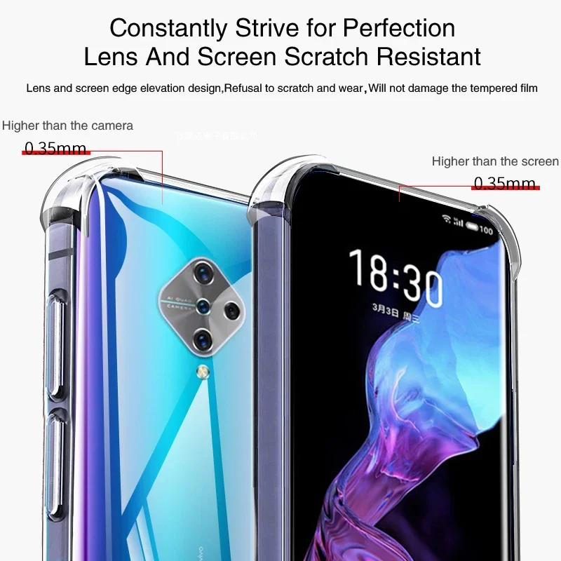 Funda Soft Silicone Luxury Mobile Phone Case for VIVO S1 Pro S1Pro 2018 2019 Airbag Transparent High Qualtiy Original Back Cover