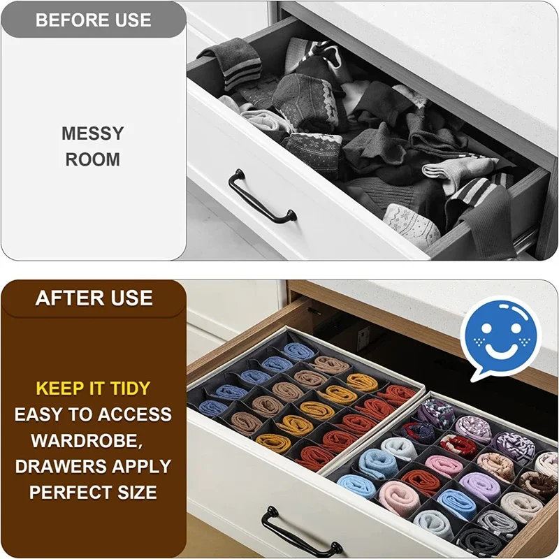 Sock Underwear Organizer Drawer Divider Foldable Closet Organizers Bins Cabinet Organization Storage Box for Socks Underwear Tie