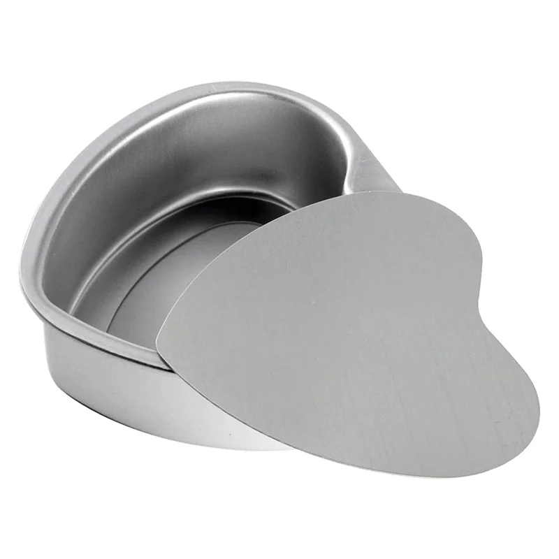 Paquete de 6 moldes para pasteles antiadherentes en forma de corazón de aluminio, herramienta de molde para hornear DIY con fondo extraíble, 4 pulgadas-AT64