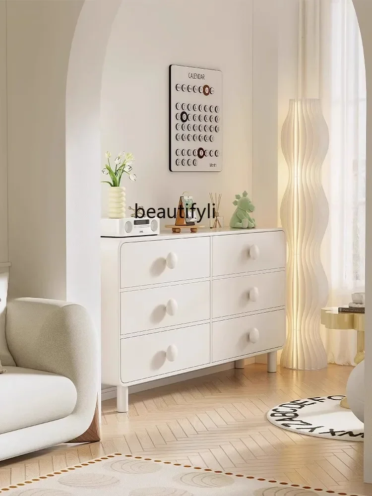 

Современный минималистичный комод с шестью ящиками, шкафчик для гостиной, дома, маленькой квартиры, светлый роскошный сервант в кремовом стиле D96