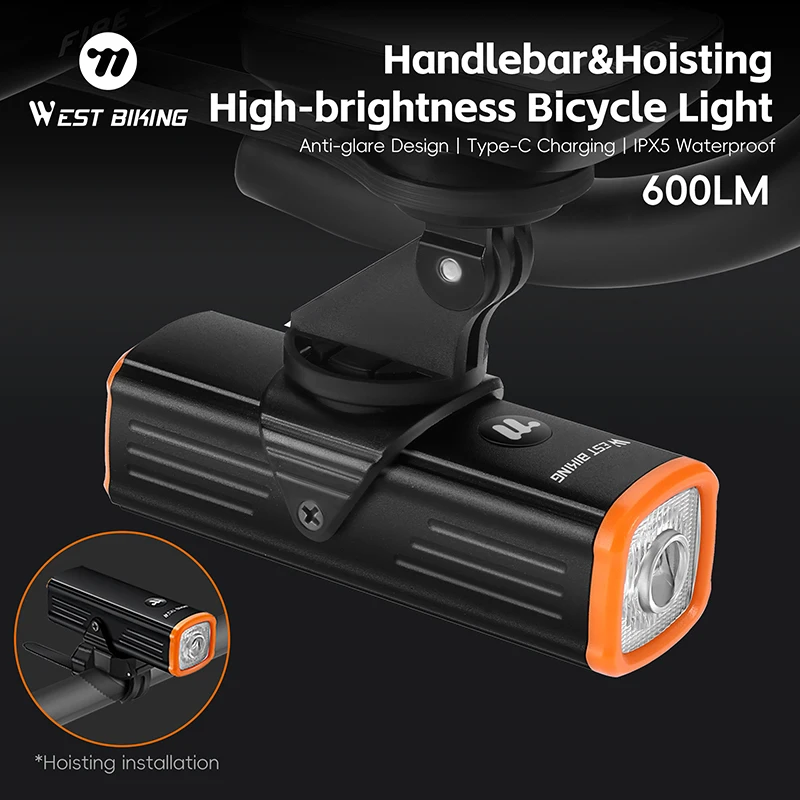 

Cycling Handlebar Light Waterproof Anti-glare Bicycle Headlight IPX5 Type-C Charging Night Waring Front Lamp Bike Flashlight