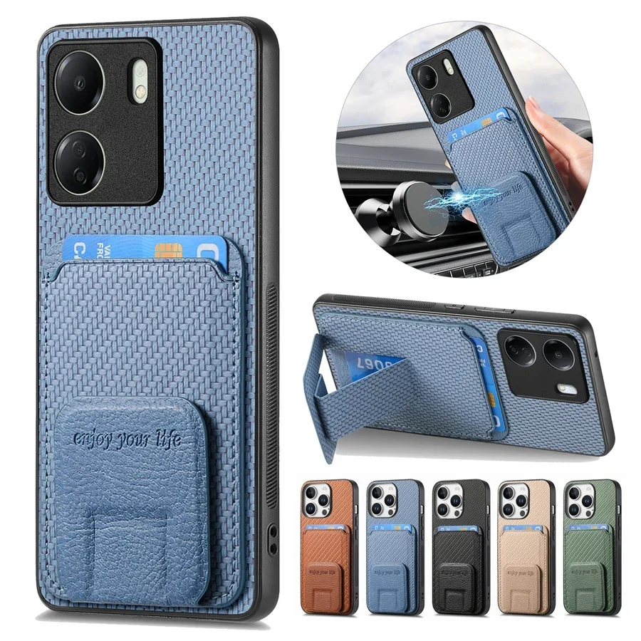

Foldable Stand Holder Wallet Case for Xiaomi Redmi 13C 12C 10C 9C Fiber Texture Card Slots Flip Cover for Redmi 12 10 9 9A 8A