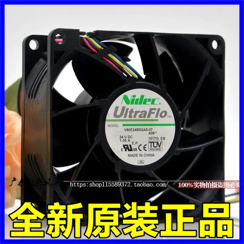 for NIDEC Inverter 4 Wire Fan 8038 24V 1.05A V80E 24BS2A5-07 Japan New Arrival High Performance Cooling Blower
