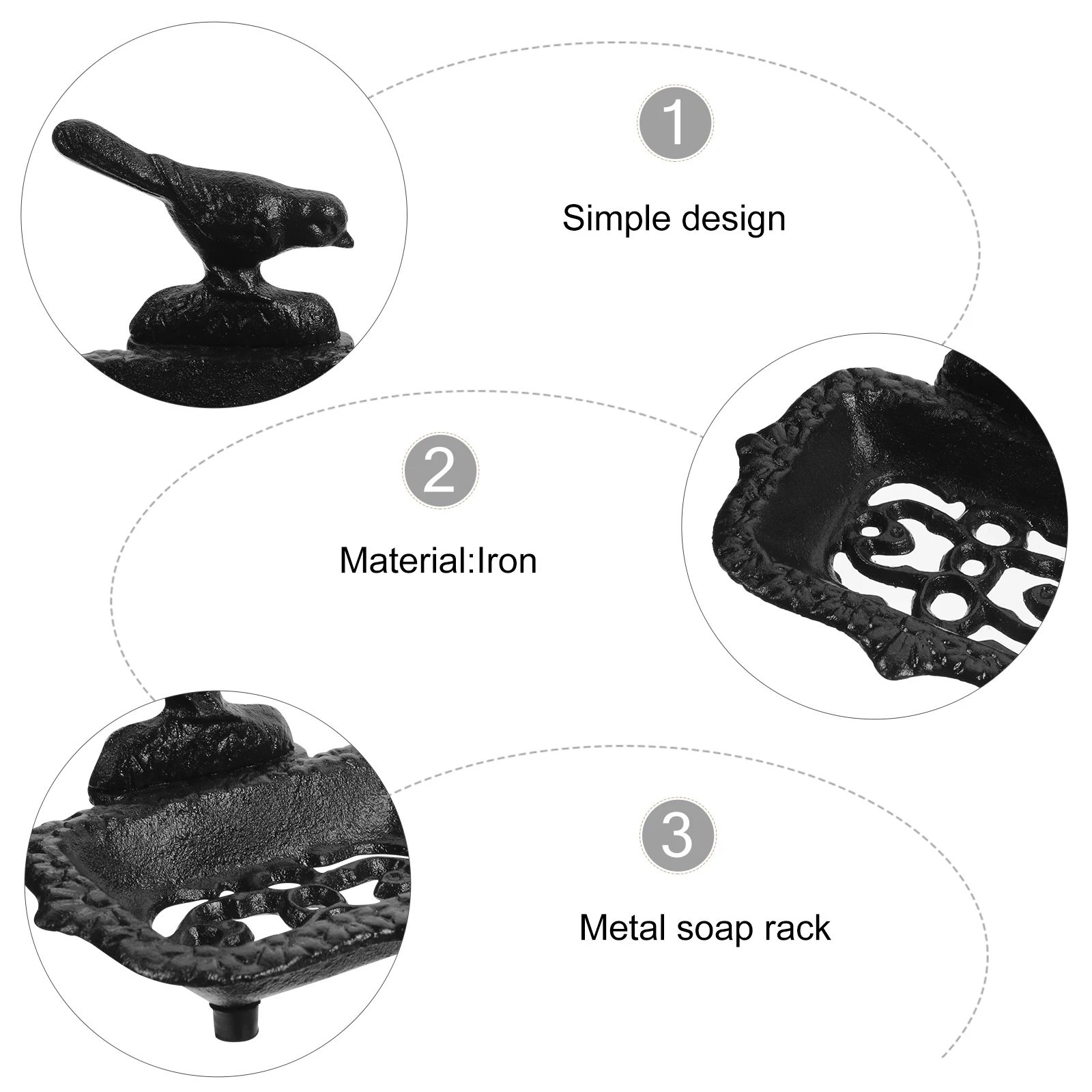 

Iron Soap Dish Vanity Dishes Bar Holder Self draining Tray Bird Shaped Metal Rack Kitchen Bathroom Reliable Use
