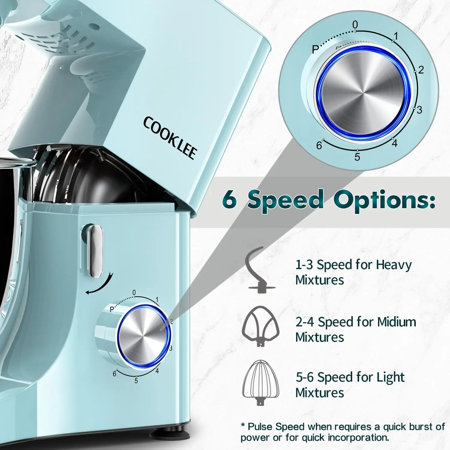 خلاط كيتشن إيد بسعة 9.5 لتر 660 وات مع خطافات عجين ومضارب آمنة للاستخدام في غسالة الأطباق للخبز والطبخ