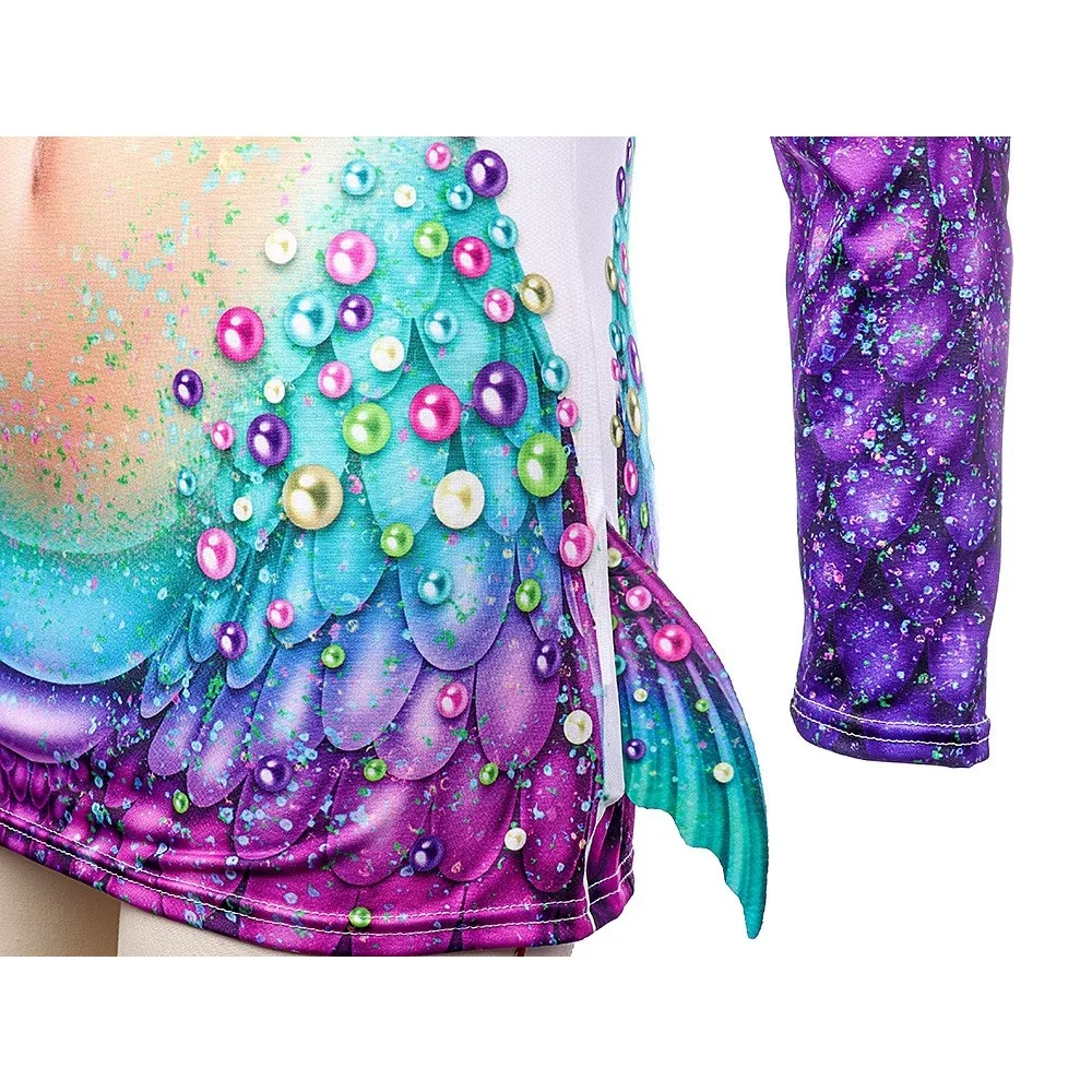 Carnival Halloween Party Adult One Size Printed COSPLAY Mermaid Ocean Shell Long Sleeve T-shirt halloween costumes for women