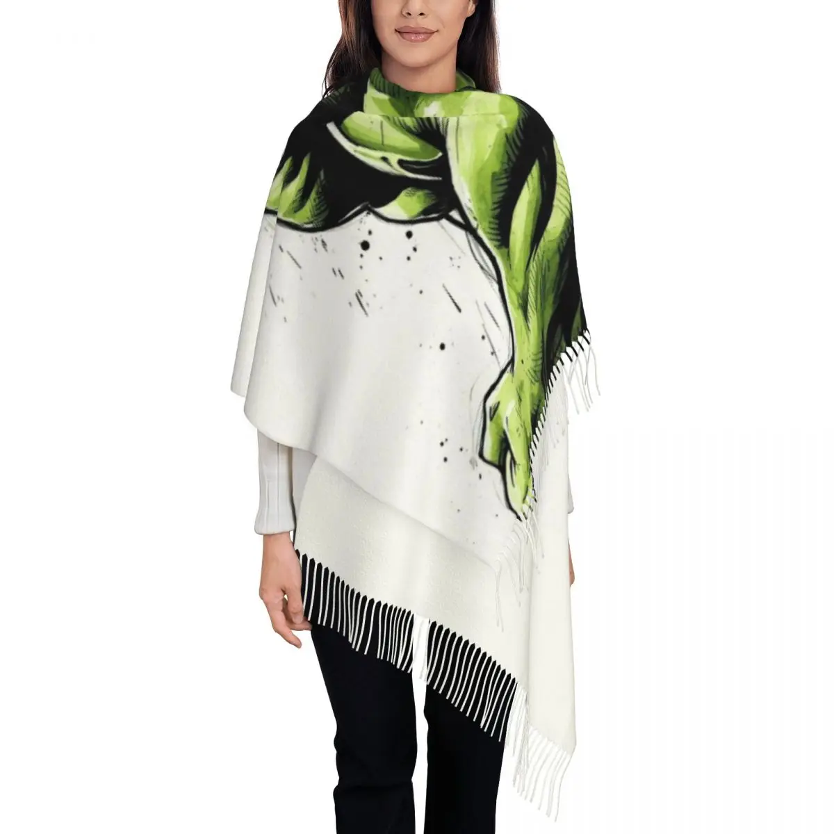 

Custom Hulk Cartoon Scarf for Women Stylish Winter Fall Wrap Shawl Tassel Wraps