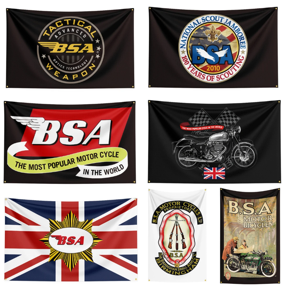 FLAGDOM 90X150CM 3X5FT Bsa Motorcycle Flag Polyester Printed Motorcycle Banner For Decor