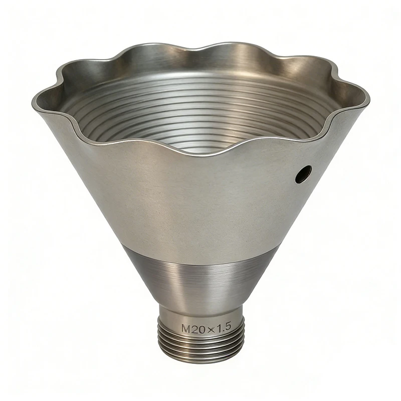 Factory Customization of CNC Turning and Milling Brushed Stainless Steel Conical Funnel with Scalloped Edge for Liquid Transfer