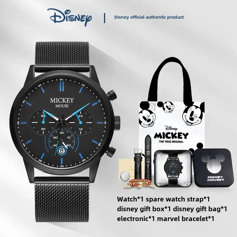 Reloj de viento mecánico genuino de Disney, relojes de cuarzo luminosos impermeables a la moda para estudiantes