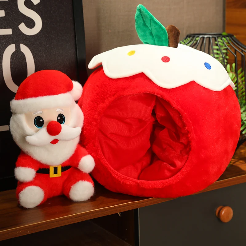 1pc bonito dos desenhos animados papai noel boneca de pelúcia maçã vermelha brinquedos de plantas de pelúcia agradável decoração para casa presentes para presentes de natal