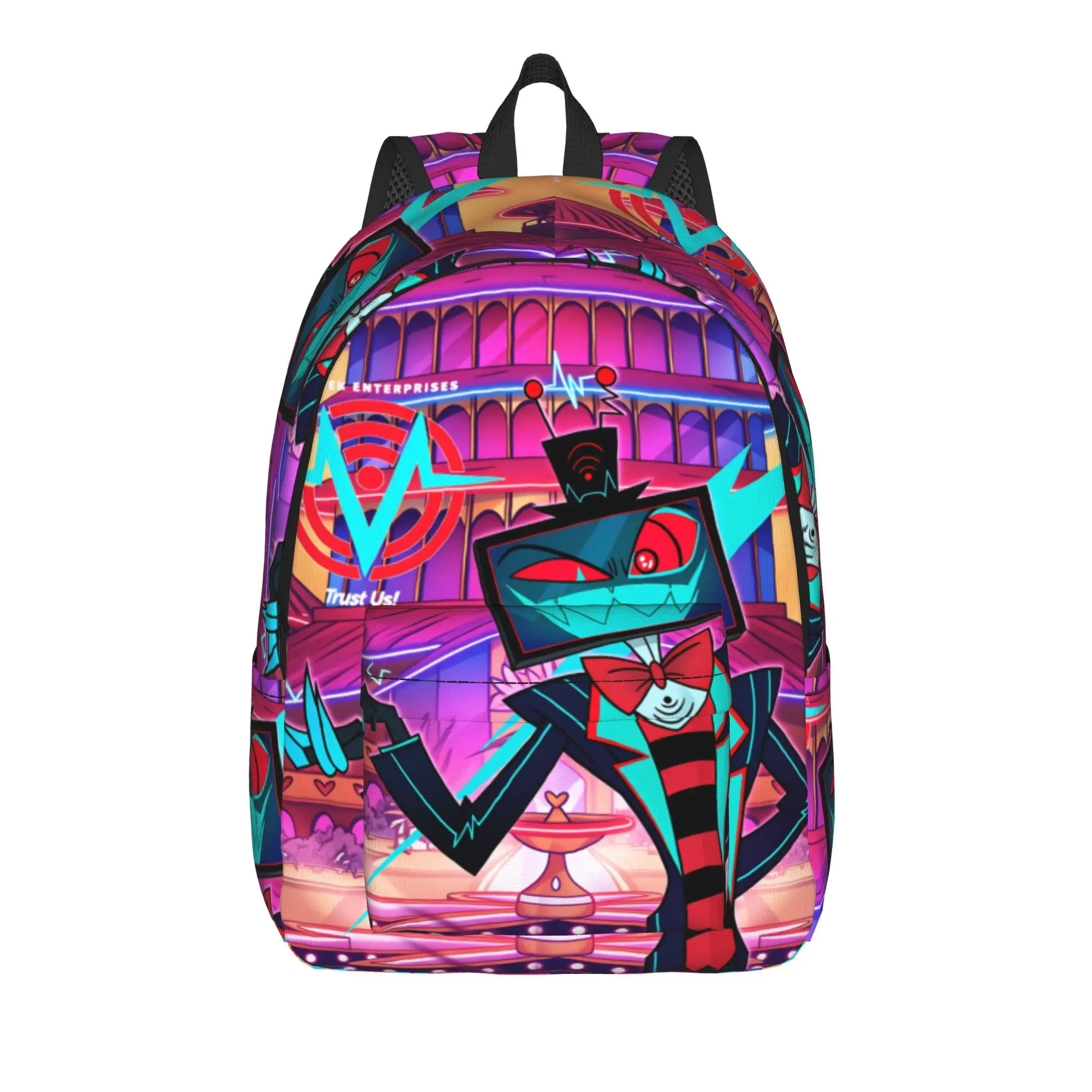 Relax Alastor Vox  Backpack Hazbines Hoteles Funny Backpacks Male University Soft School Bags High Quality Rucksack