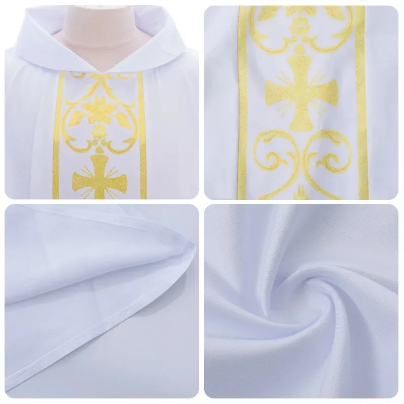 2025 22 disfraz de Halloween monje Iglesia sacerdote capa estampado cruzado bata vestido Jesús religión Cristo ministro clero hombres vestido capa fo