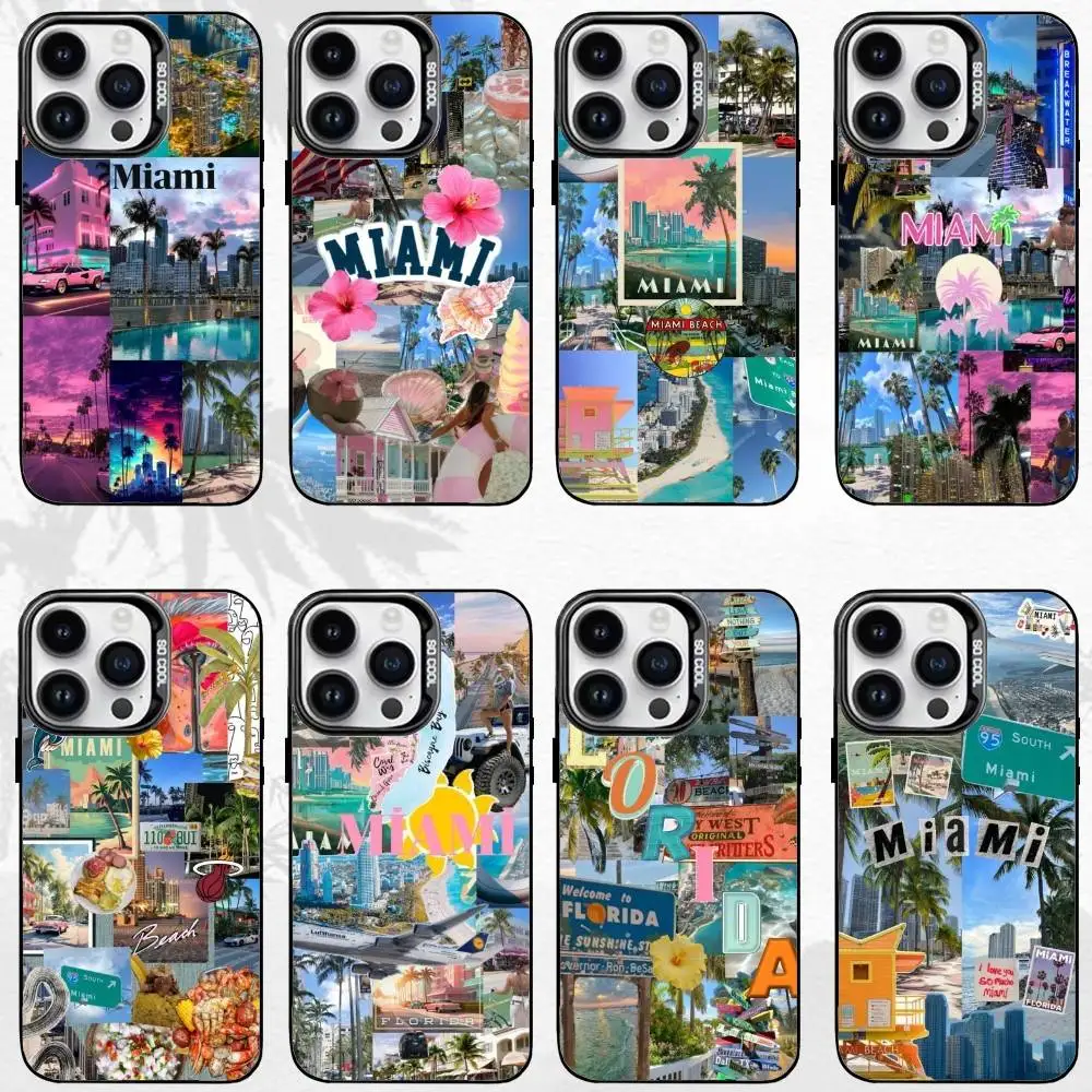 

F-Florida Summer Miami Phone Case For iPhone17,16,15,14,13,12,11 Plus,Pro Max Black Matte Shockproof Cover
