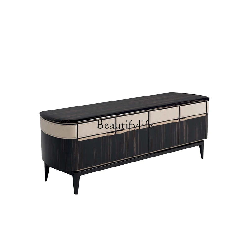 

Italian Light Luxury TV Cabinet Post-Modern Hong Kong Style TV Stand Ebony Furniture