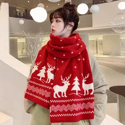 Christmas Red Elk Deer Scarves Cartoon Reindeer Snowflake Warm Scarf Man Woman Christmas Scarves for Women Sweet Girls 2024 Gift