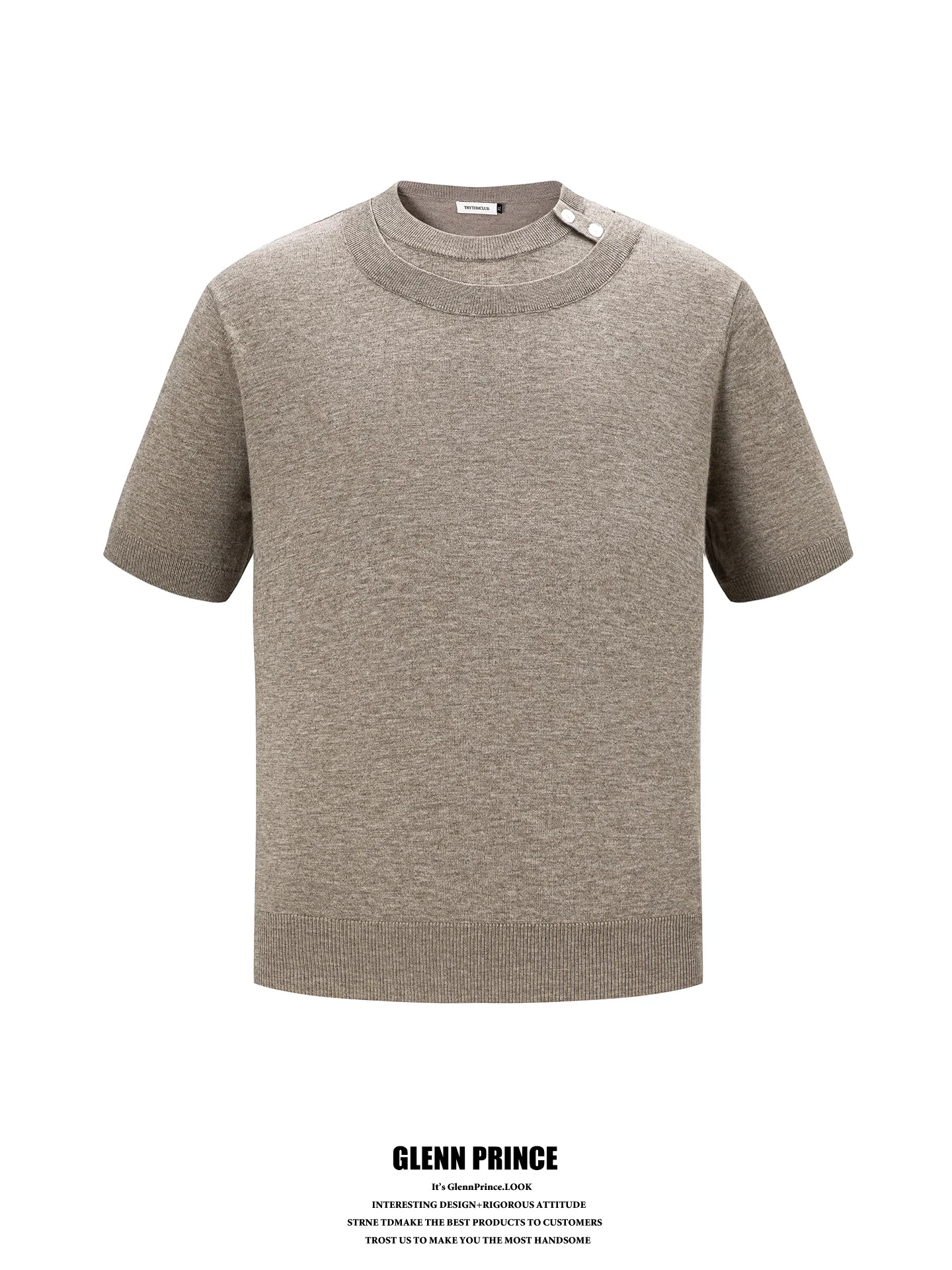 

GPstudio Retro Knitted Short Sleeve T-Shirt Men's Double Collar Fake Two-Piece Shoulder-Length Fashionable Summer Casual Top