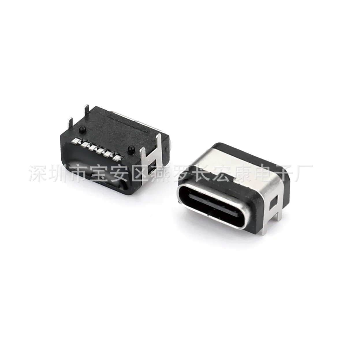 For waterproof female seat TYPE-C 6Pin seat, sinking plate type, two-foot plug board, with waterproof ring