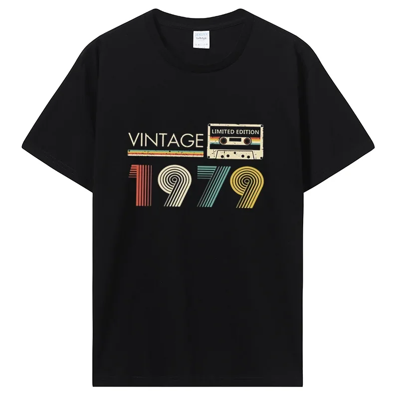 Vintage 1979 Limited Edition Birthday T-shirt Gift Cotton Summer T-Shirt Tops Women's Graphic T-Shirt Clothing Oversized T-Shirt