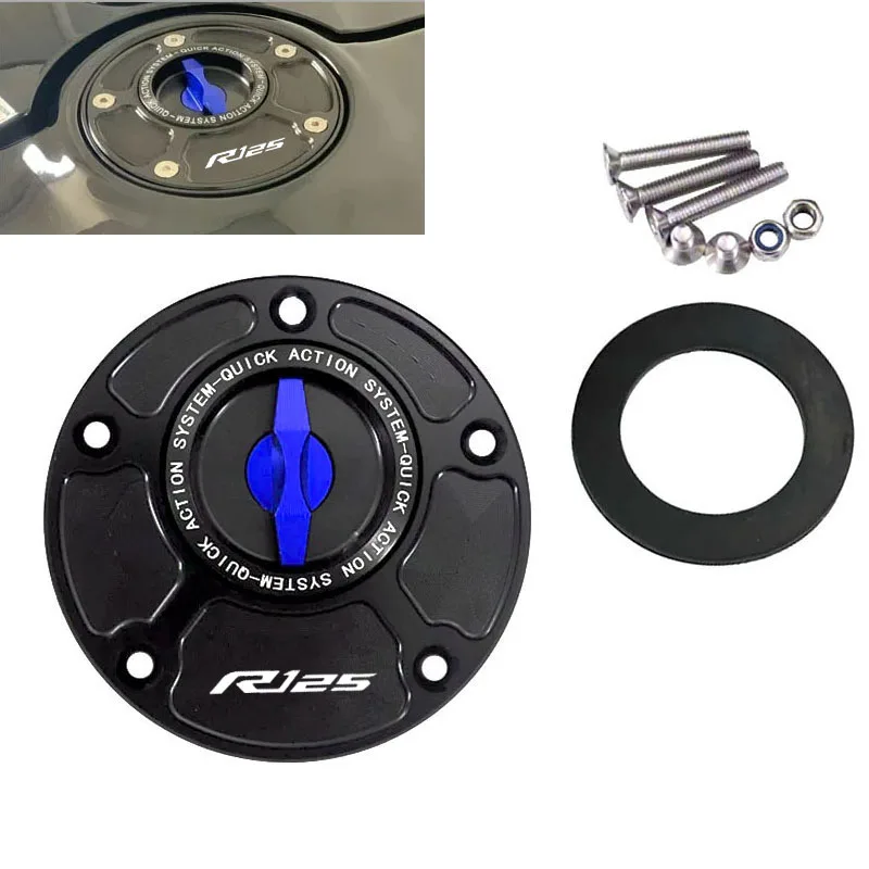 CNC Aluminum Fast Gas Fuel Filler Cover Motorcycle Quick Open Tank Cap For YAMAHA YZF R125 YZF-R15 V3 V4 YZF R15M YZF R25