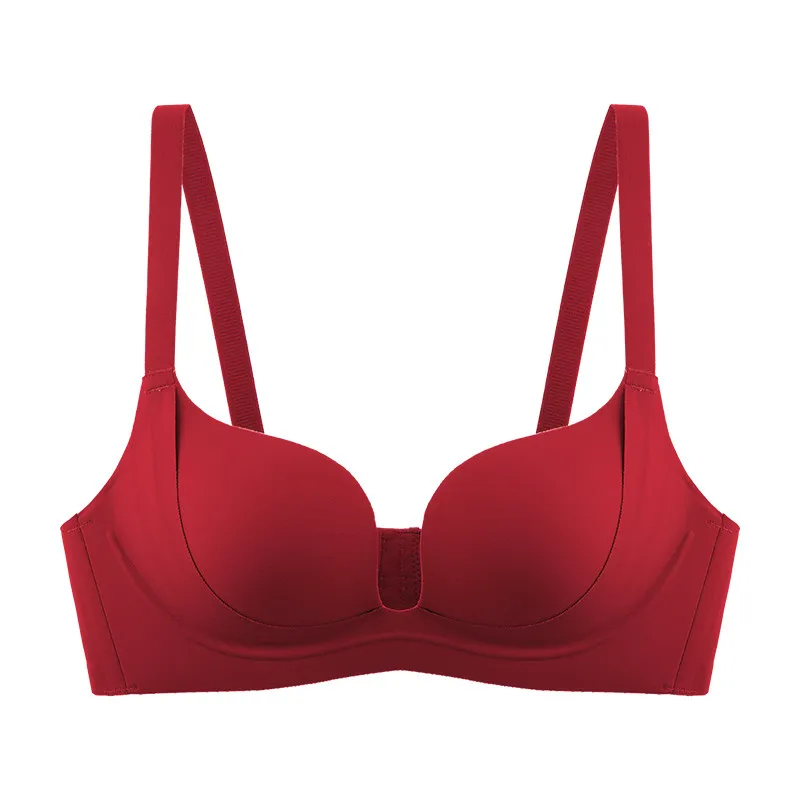 Sujetador sin Costuras Sexy para Busto Pequeño, Push Up, Escote en V Profundo, Cubre Pezones, Copa U, Anti-Flacidez, Espalda Suave, Tallas S-XL