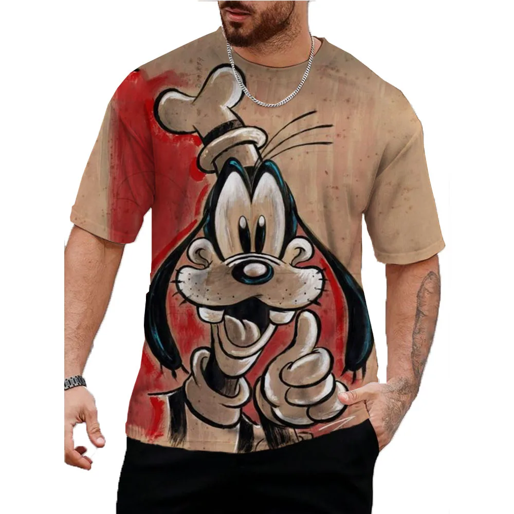 

Vintage T-Shirt For Men Disney Goofy Fun Print Tee 3D Printing Casual Round Neck Shirt Harajuku Oversized Men's Clothing Tops