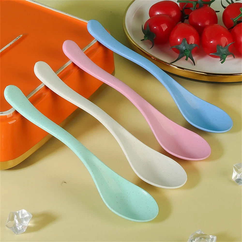 1~6PCS Kitchen Accessories 12g 16.5*3.9cm Childrens Spoon Ice Cream Rice Cereal Wheat Straw Spoon Spoon Rests And Pot Clamps