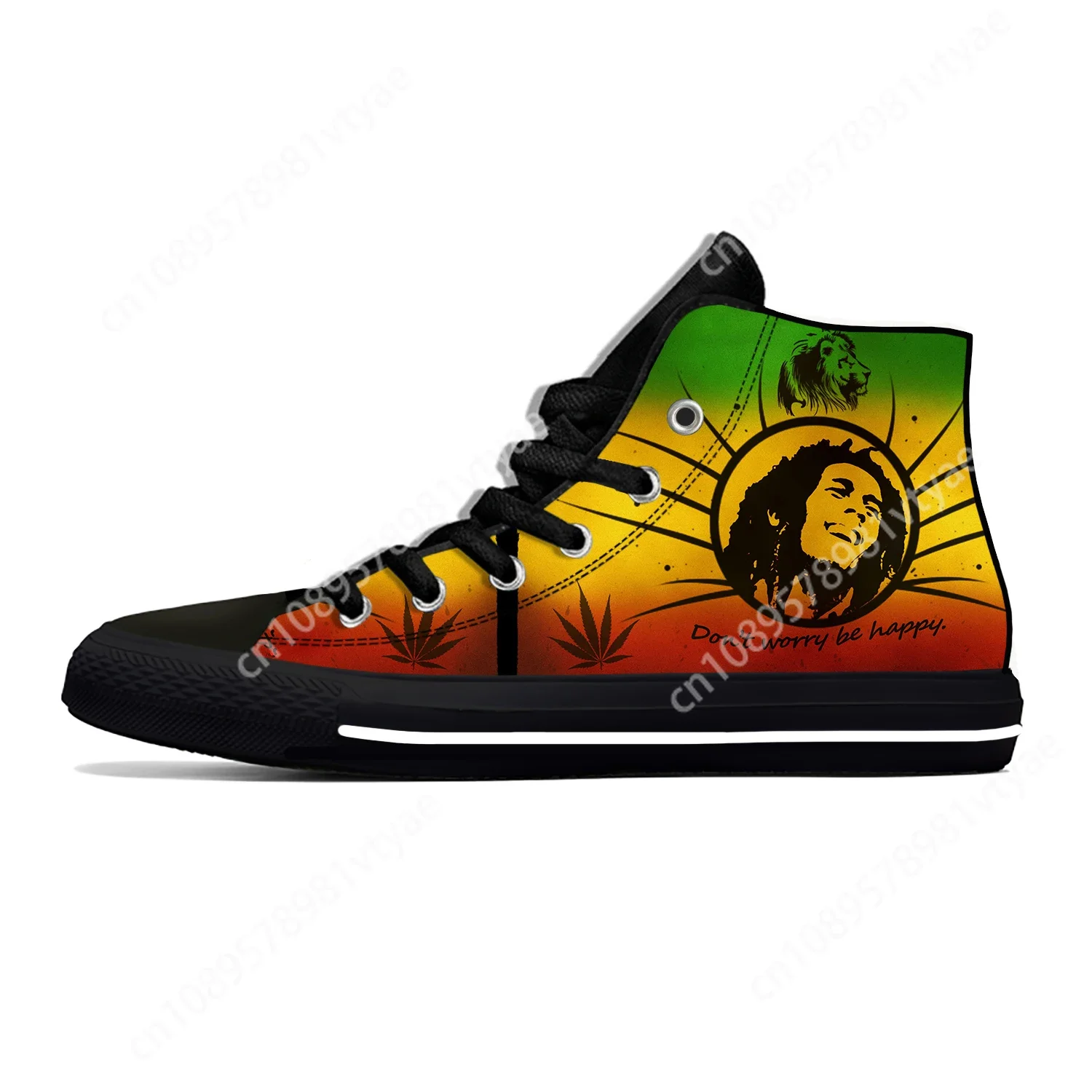 

Bob Marley Reggae Star Rasta Rock Music Fashion Casual Cloth Shoes High Top Lightweight Breathable 3D Print Men Women Sneakers