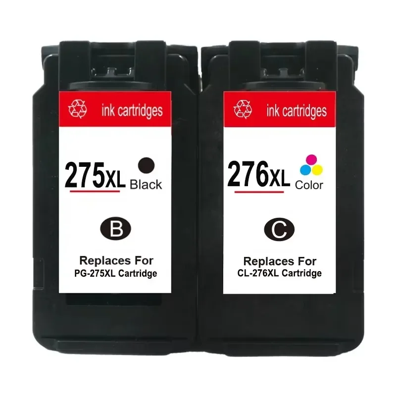 Hicor Remanufactured Refillable Inkjet Cartridge PG275/CL276/275XL/276XL, Bulk Package For PIXMA TS3520 / TR4720 Printer