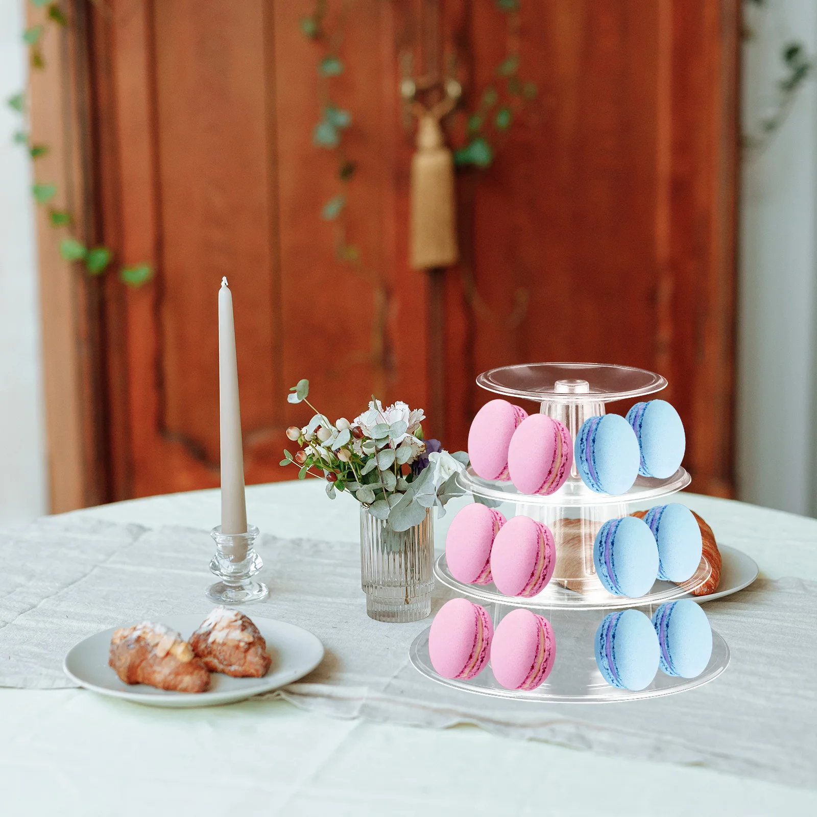 Macaron Display Stand Cake Platter Attractive Rack Wedding Plastic Transparent Storage