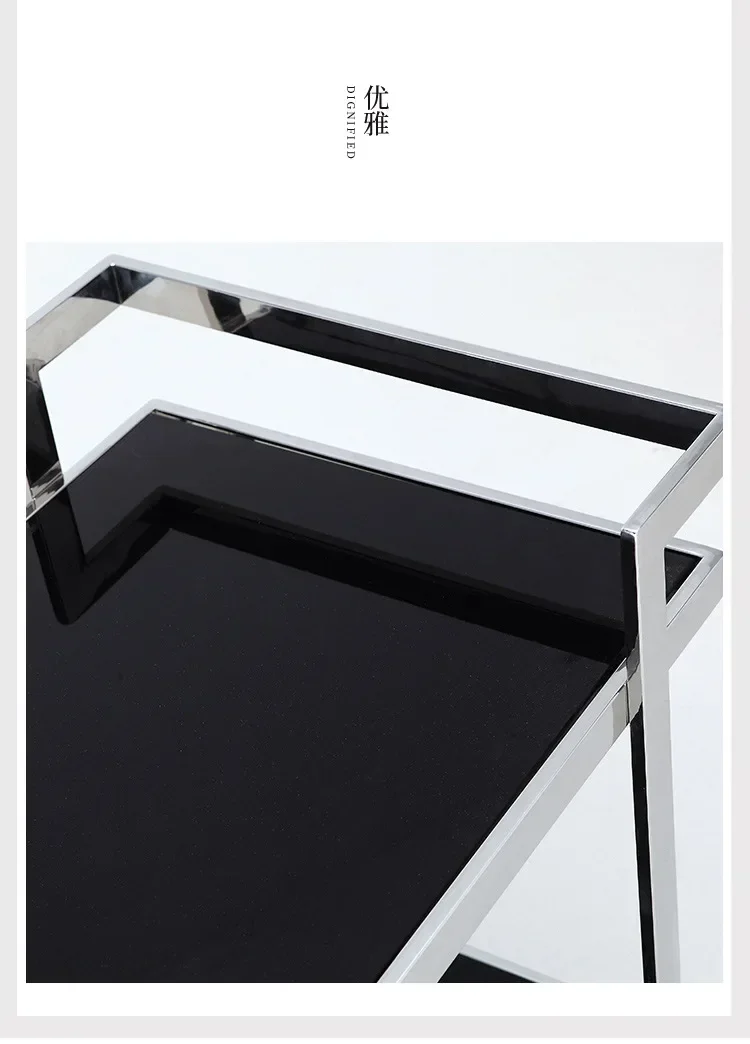 Подвижный простой креативный стеклянный край, журнальный столик для спальни, гостиной, бытовой, из нержавеющей стали, современный квадратный угол, несколько