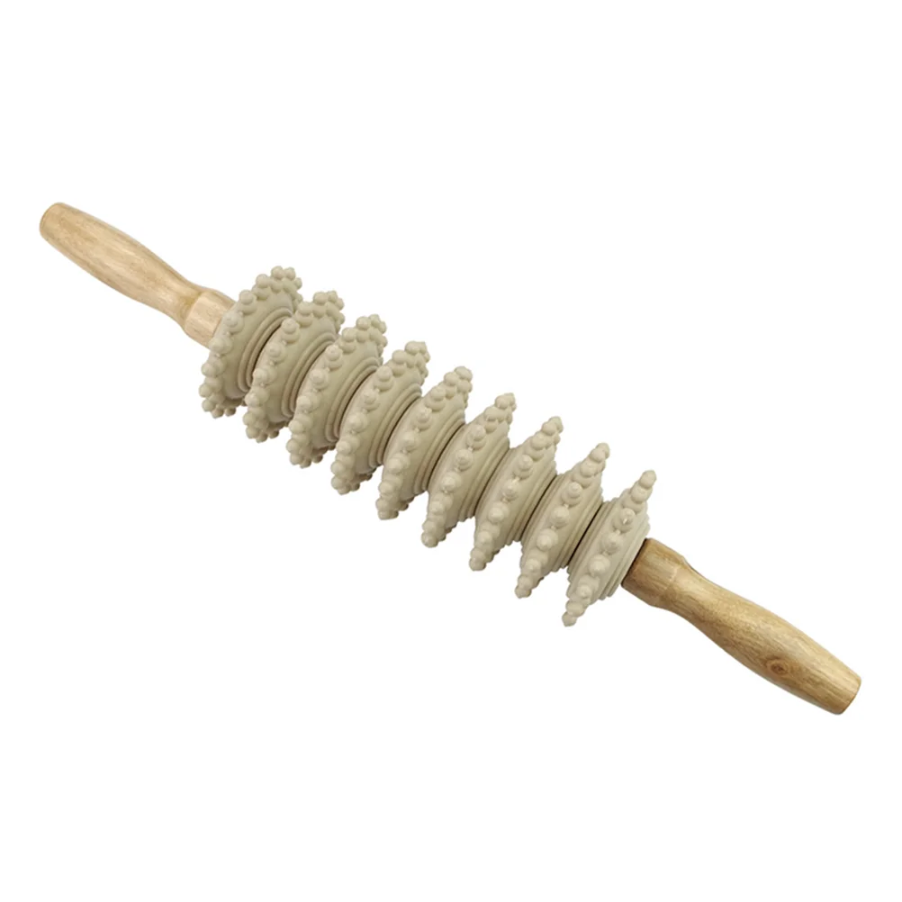

Massage Stick Health-Preserving Massager Scroll Wheel Manual Multifunctional Muscle Roller Wood Handheld Fitness Tool